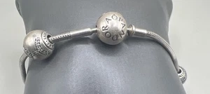 Sterling Silver 7.5” Snake Chain Bracelet W Pisces Charm (14.43g) - Picture 1 of 7