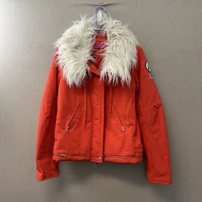 Chaqueta de bombardero para mujer Juicy Couture naranja desmontable de piel sintética talla Lp D1118301 Foto 1 de 4