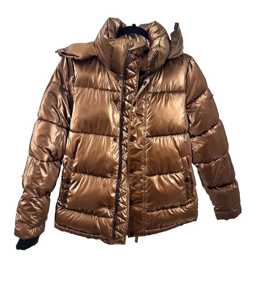 Chaqueta acolchada BCBGeneration bronce metálico para mujer XS sin plumas Foto 1 de 4