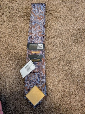 Corbata de cuello Donald J Trump Signature Collection marrón azul cachemira seda barra dorada Foto 1 de 4