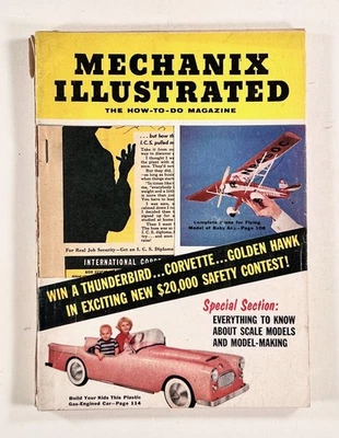 1956 May MECHANIX ILLUSTRATED science fiction SFX MODEL AIRCRAFT children's car Foto 1 de 4
