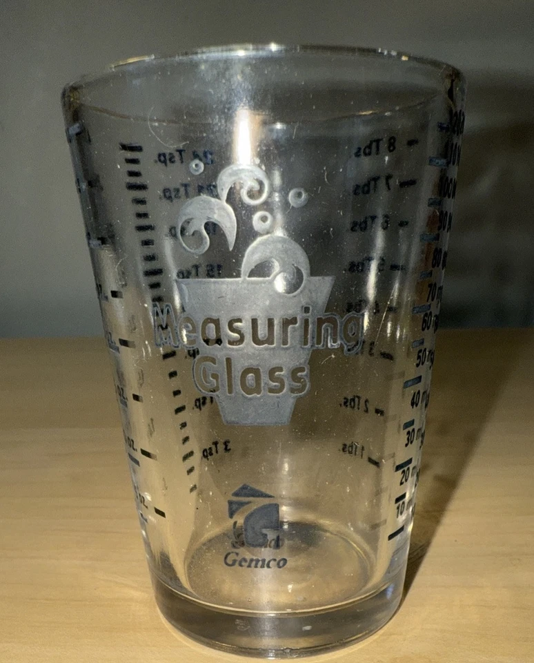 Taza medidora pequeña de vidrio artesanal de cocina - ml, cucharadita tbsp, fl. oz. Foto 1 de 4