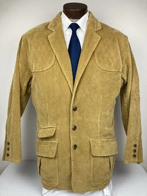 ORVIS CORDUROY BLAZER HUNTING SPORTS JACKET GOLD SHOULDER PATCHES MENS 44 T TALL - Image 1 of 4