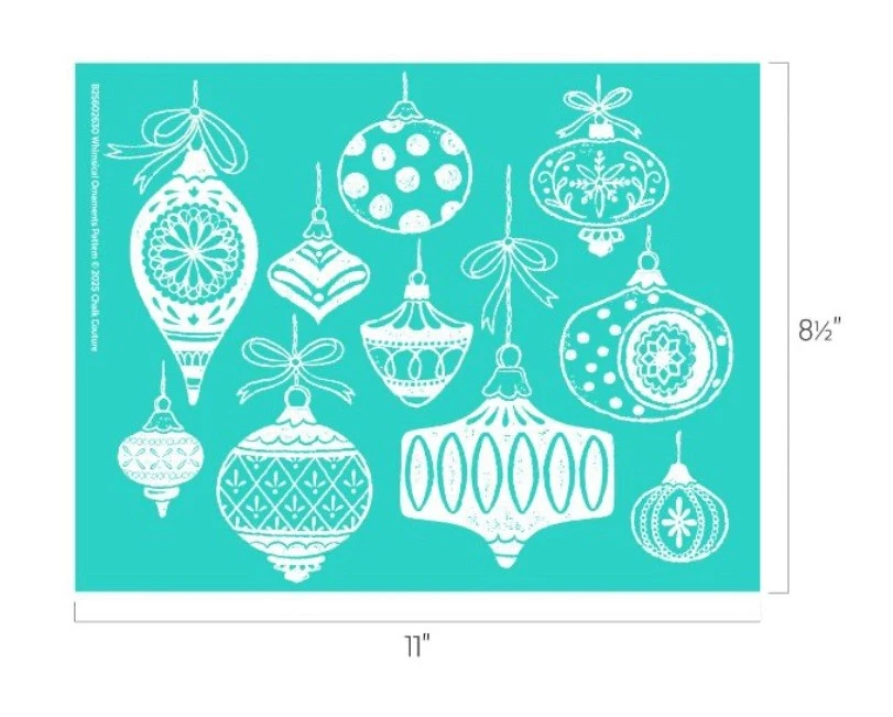 NEW “Whimsical Ornaments Pattern” Chalk Couture Chalk Transfer Stencil Size B - Image 1 of 1