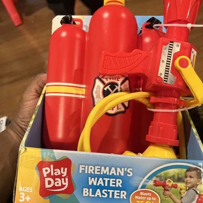 Play Day Firefighter Backpack Water Blaster – Firehose Role Play Toy for Outdoor - Image 1 of 4