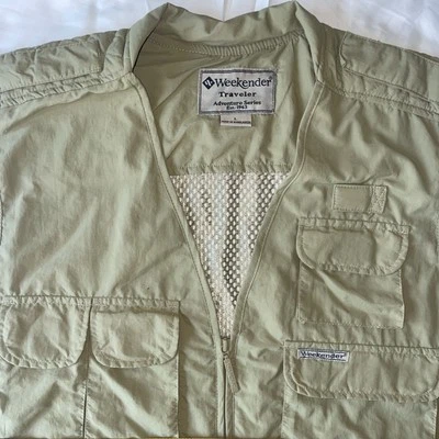 Chaleco Viajero Weekender Multi Bolsillos Grande Beige Malla Pesca Fotografía Foto 1 de 4