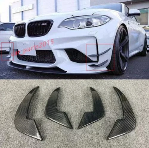 For BMW M2 / M2C F87 2016-22 Real Carbon Fiber Front Bumper Wind Knife Trim 4pcs - Изображение 1 из 1