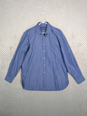 Ralph Lauren Purple Label Dress Shirt 120's 2-Ply Cotton Men's 17 Blue Striped - Image 1 of 4