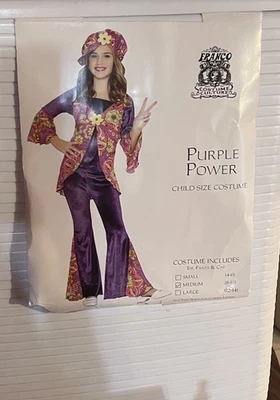 Disfraz de Power púrpura años 60 para niña talla mediana Foto 1 de 3