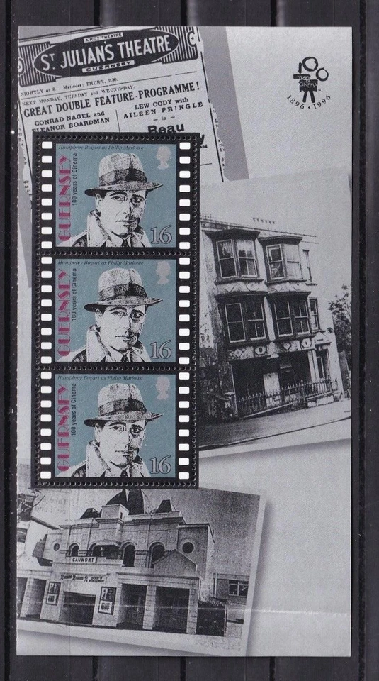 LI01 Guernsey 1996 100th Anniv of the Movies: Humphrey Bogart Booklet Pane - Image 1 of 1