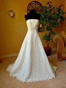 Davids Bridal Michaelangelo Ivory Wedding Ballgown Removable Chapel Train - Picture 1 of 4