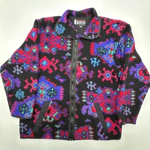 Vintage Chinella Lite Aztec Fleece Jacket Retro 90s 80s XXL Fits Like XL USA - Picture 1 of 14