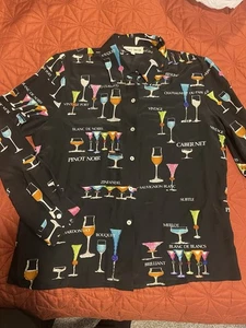 Nicole Taylor Women's Silk Wine Mom Button Down Beaded Long Sleeve Blouse Size L - Picture 1 of 7