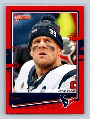 Donruss Press Proofs 2020 rojo #113b J.J. Watt con gorra de medias Texans B60 Foto 1 de 2