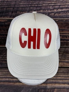 CHI OMEGA Red & White Foam Trucker Hat Adjustable CHI O Cap - Picture 1 of 6
