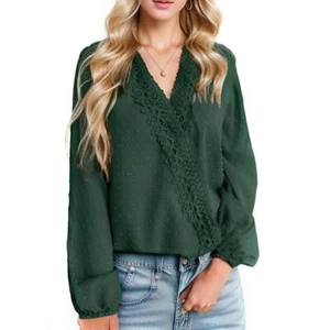 Womens Long Sleeve V Neck Chiffon Tops Blouses Casual Shirts NEW - Picture 1 of 14