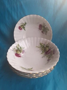 Royal Albert Highland Thistle 4 x Soup or Cereal Bowls 6.5" wide  - Set 2 - Picture 1 of 18