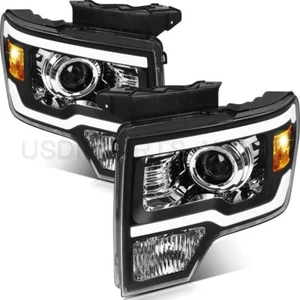 For 2009-2014 Ford F150 Headlights Black Housing Headlamps Light Left&Right - Picture 1 of 7