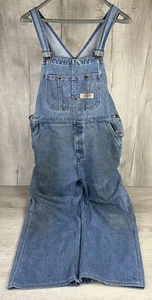VTG Big Mac Square Back Overalls Denim Bibs Destroyed Stained Men (Actual 40X25) - Picture 1 of 24