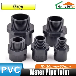 1/2"~2" PVC Nipples Threaded Pipe Fitting Connector BSP Male Adapter Transparent - Picture 1 of 15