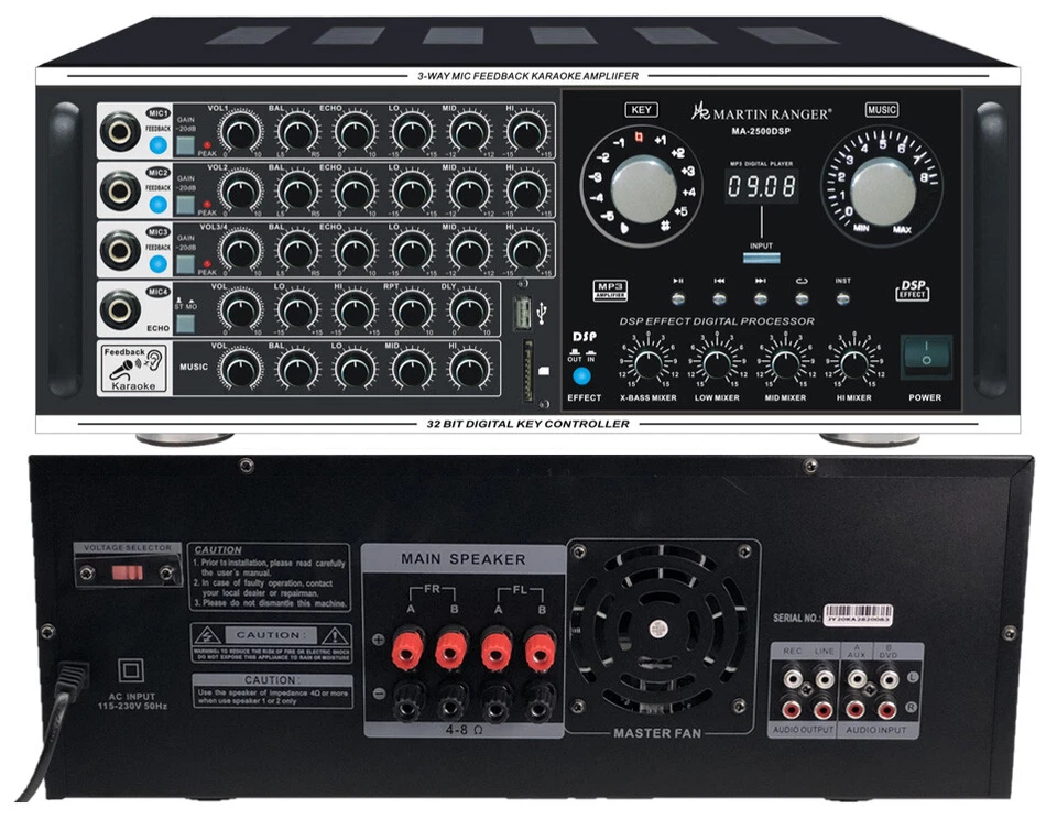 Martin Ranger MA-2500 DSP Amplificador de Mezcla, DSP USB SD Bluetooth, MP3 Foto 1 de 1