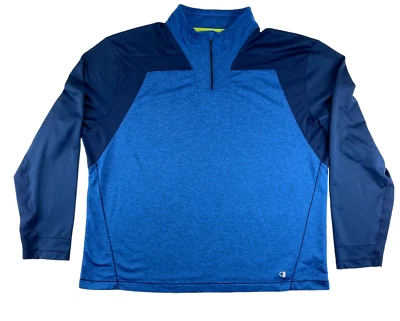 Top Champion Performance Wear para hombre 2XL azul bloque de color manga larga 1/4 cremallera Foto 1 de 4
