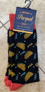 New Parquet Brand Mens TACOS Novelty Crew Socks Size 10-13 ‘TACO TUESDAY’ - Picture 1 of 3