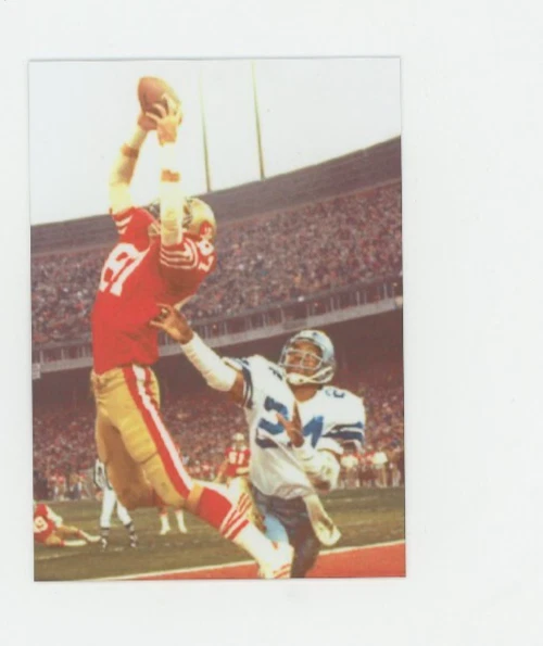 Joe Montana to Dwight Clark METAL football card 🏈- San Francisco 49ers - Image 1 of 1