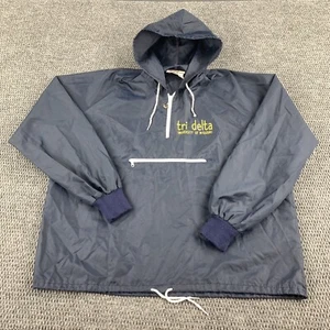 VTG 70s 80s Turfer Hooded Windbreaker Pullover Jacket Large Tri Delta Missouri - Picture 1 of 8