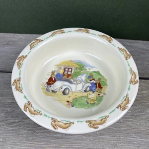 Royal Doulton Bunnykins Round Baby Plate Bowl Petrol Gas Station Sportcar Albion - Picture 1 of 10