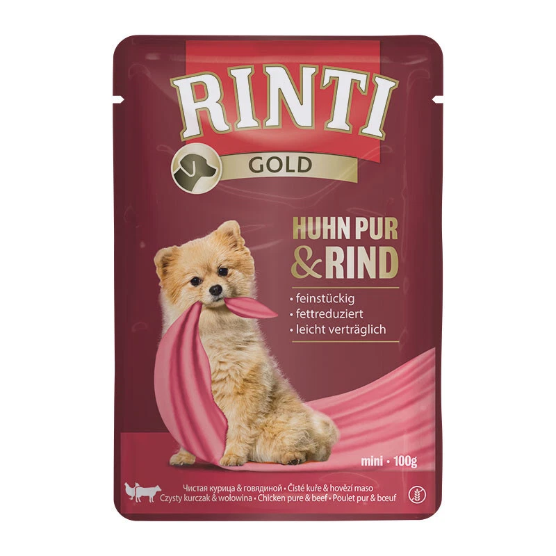 Rinti Gold Huhn pur Rind 10x 100 g Nassfutter Feuchtnahrung Hundefutter - Bild 1 von 1