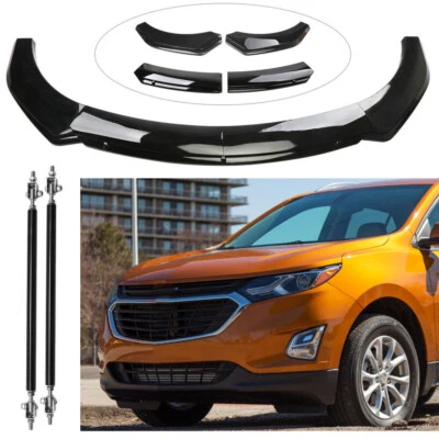 For Chevrolet Equinox Glossy Body Kit Front Bumper Lip Spoiler+Strut Rods Black Foto 1 de 4