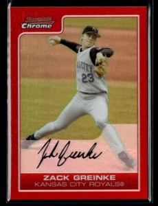 Zack Greinke #'d 1/5 - 2006 Bowman Chrome True Red Refractor SP FIRST PRINT - Bild 1 von 2