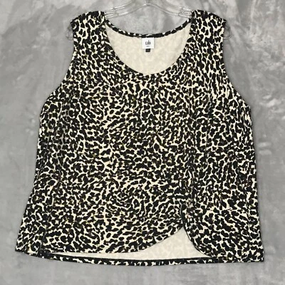 CABI Top Mujer XXL NEGRO Y TOSTADO ANIMAL PRINT SIN MANGAS NUDOSO TANQUE #5759 Foto 1 de 4