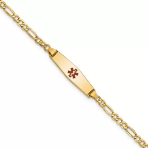 14k Yellow Gold Semi Solid Link ID Chain Bracelet L-6'' W- 5.5mm 2.06g - Picture 1 of 7