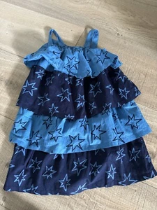 Tucker Tate Nordstrom Girls Blue Star Ruffle Layered Americana Sun Dress 4 New! - Picture 1 of 4