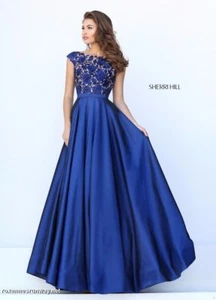 Vestido Sherri Hill 50346 Azul Real Impresionante Desfile Gala Talla 26 - Imagen 1 de 2