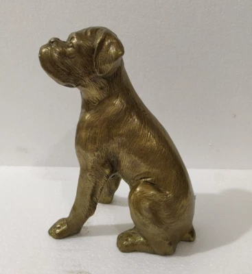 Metal Dog Boxer Statue Figurine Table Top Sculpture Bronze Finish - Image 1 of 4