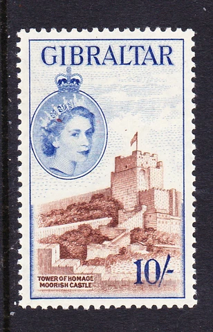 GIBRALTAR  Scott # 144  the TEN SHILLINGS value MINT  LH     FREE SHIPPING Cover