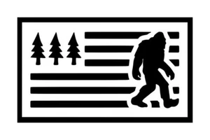Bigfoot Bäume Flagge Aufkleber #2 3"x5" Farbe wählbar - Bild 1 von 2