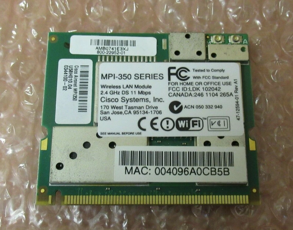 Cisco MPI-350 Mini-PCI Wireless LAN Module 2.4GHz DS 11 Mbps LAN Client Adapter - Image 1 of 2