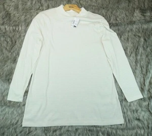 Womens 14w X XL Off-White Striped Long Sleeve Christopher & Banks  Top Plus - Picture 1 of 18