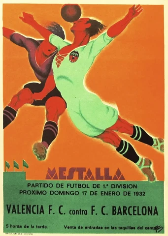 1932 Soccer Poster, Mestalla, Valencia vs. F.C. Barcelona 13 x 19 Giclee print Cover