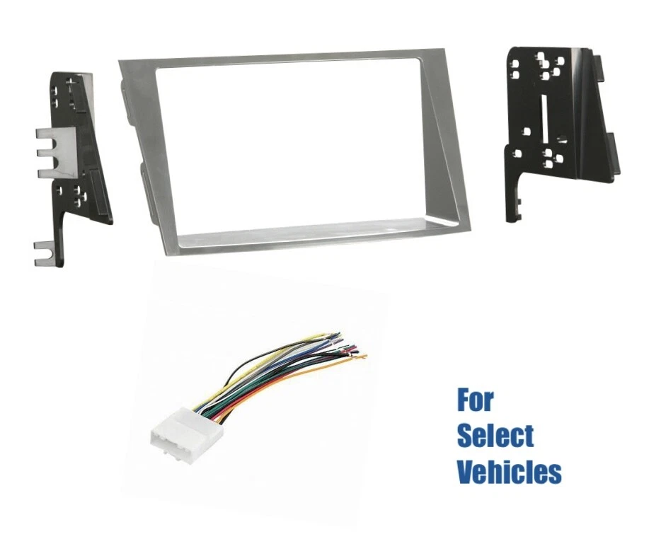 Kit de tablero de instalación de radio estéreo para automóvil plateado doble Din arnés de cables para algunos Subaru Foto 1 de 1
