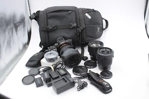Sony A7R II Mirrorless W/ 3 Lenses, 4 Batts,2 Charger, Misc, Bag - Picture 1 of 11