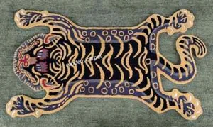 Tibetan Tiger Rugs Handmade 100% Woolen Hand Tufted For Home Decoration - Picture 1 of 9