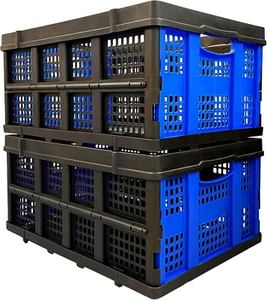 Foldable Plastic Storage Crates – Stackable & Collapsible Baskets, 1.73 Cu Ft fo - Picture 1 of 9
