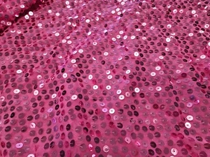 1. 2/3 yd Pink Sequin Mesh Knit Fabric Special Occasion Sparkle and Bling - Picture 1 of 2