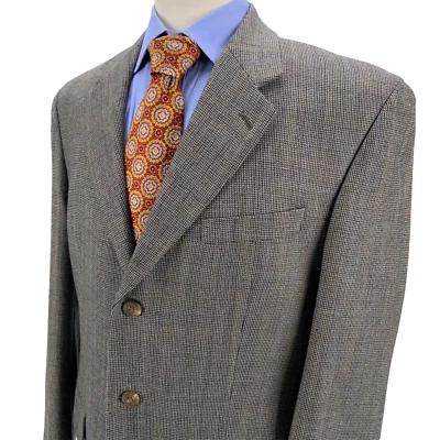 Chaps Gray w/ Faint Blue Check 100% Wool 3 Button Blazer Sport Jacket Mens 40R - Image 1 of 4