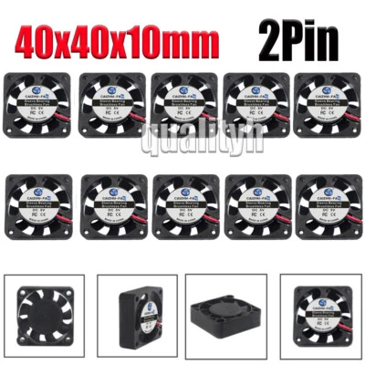 10x Leise Kühler Lüfter Gehäuse DC 12V PC Axiallüfter 40mmx40mmx10mm 2 pin NEW - Bild 1 von 4